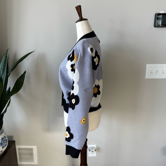 NWT! Lea & Viola 60s Floral Dropped Shoulder V-Neck Cardigan - Picture 2 of 8